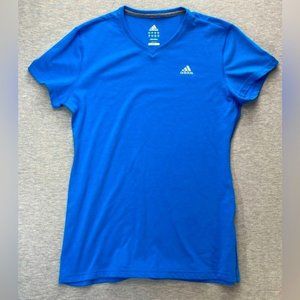 ADIDAS Climalite Womens Blue Gray Logo T-Shirt Size Large